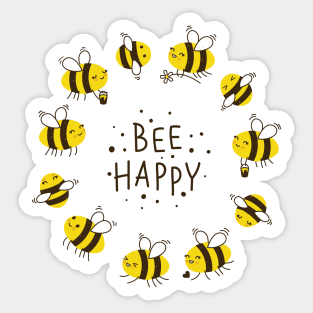 Bee Happy - Art design - Sticker